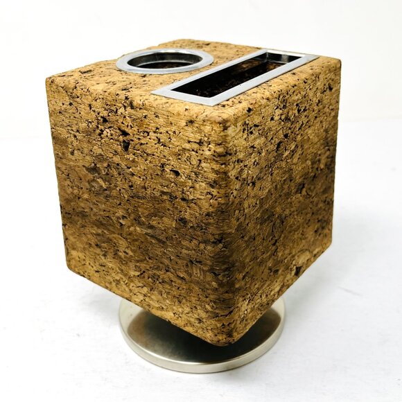 Vintage PARK SHERMAN Rotating Cork Cube Desk Organizer MCM Office - Picture 5 of 9
